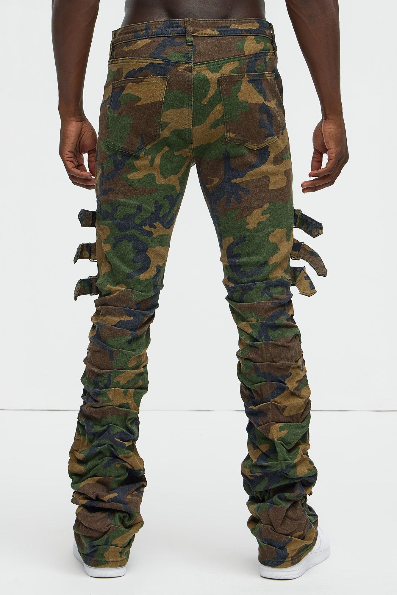 Pleat Me Down Stacked Skinny Flare Pants - Camouflage Product Image