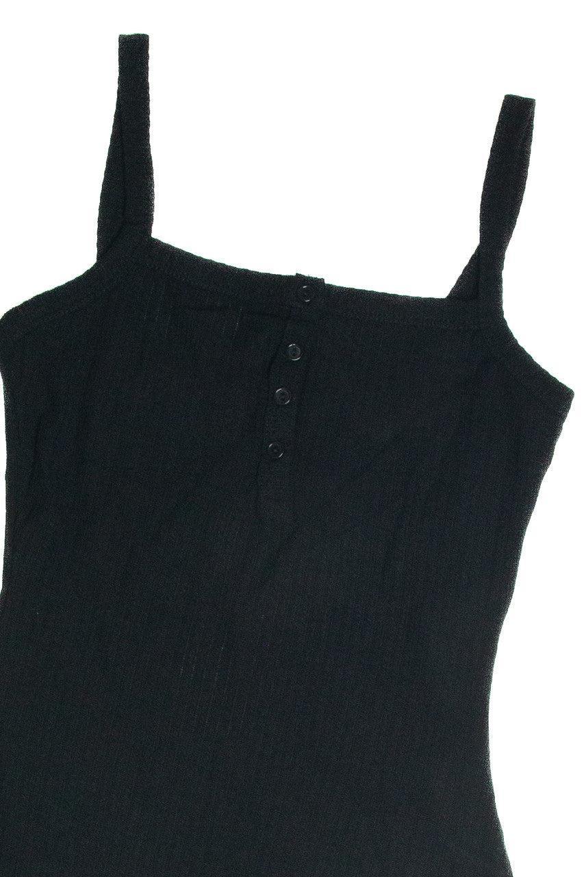 Black Bubble Rib Henley Mini Dress Product Image