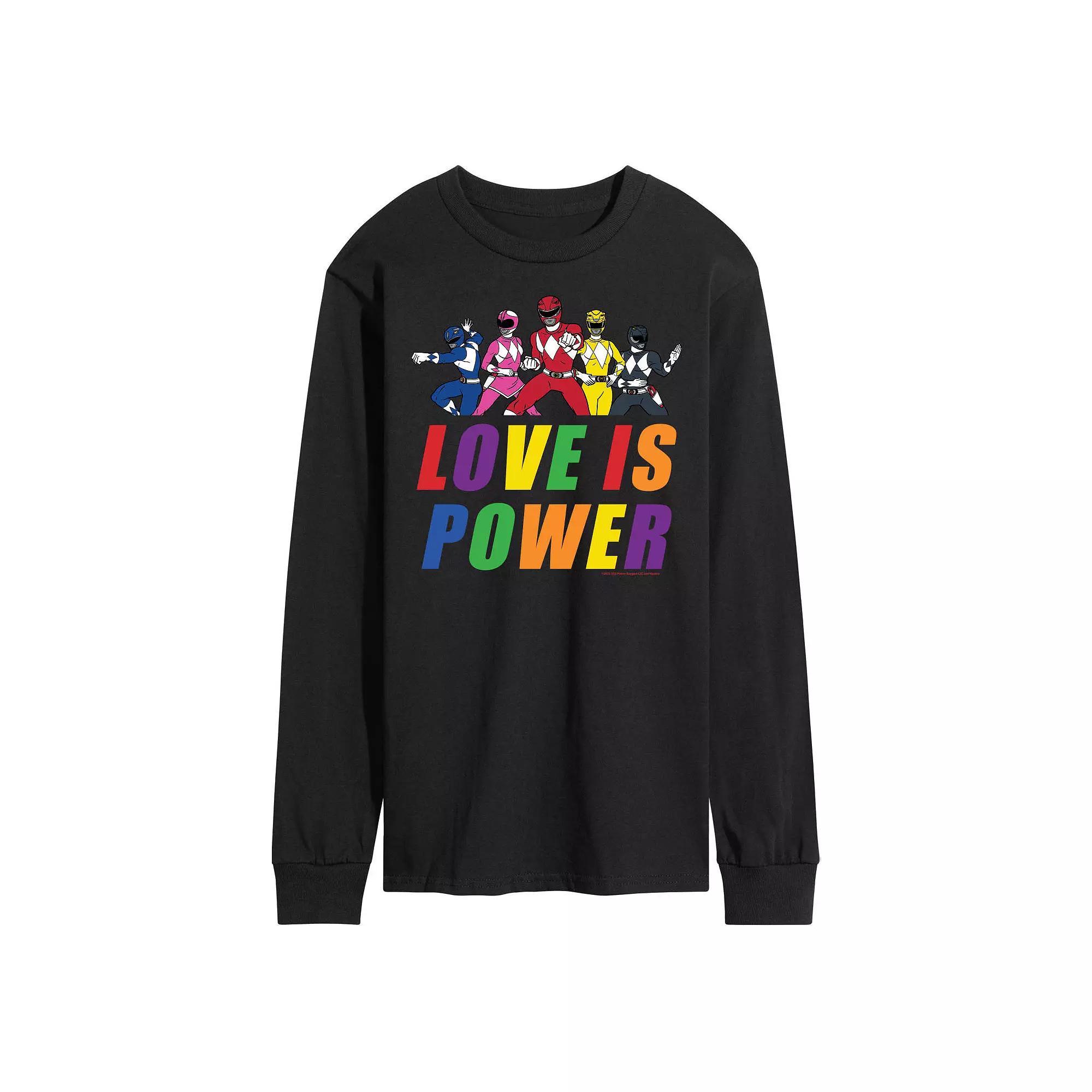 Mens Power Rangers Love Is Power Long Sleeve Graphic Tee Product Image