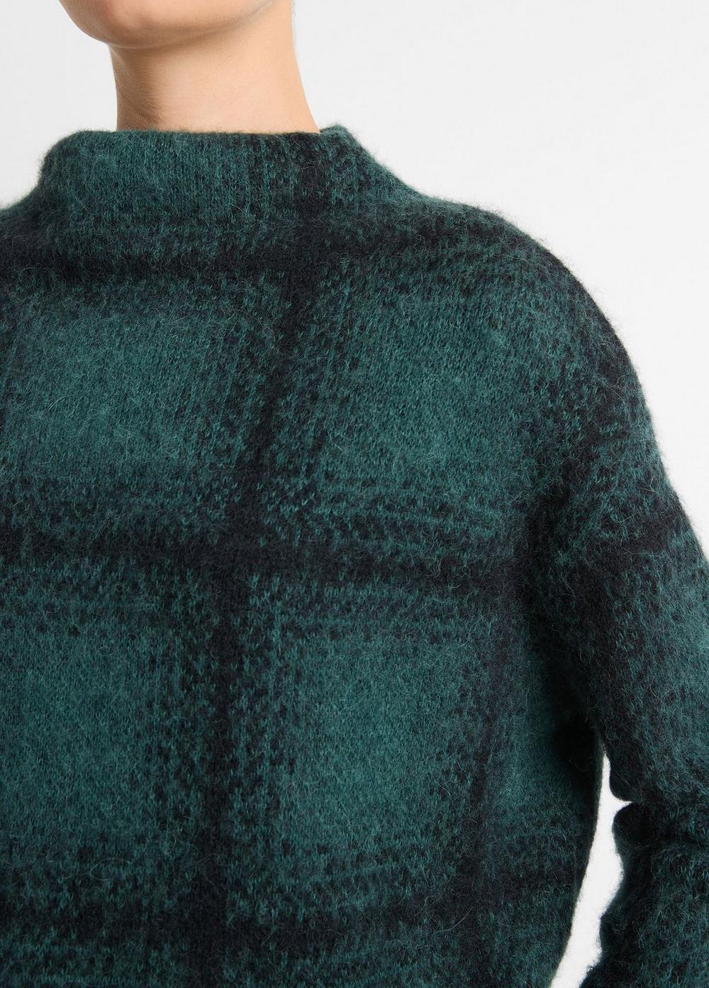 Womens Shadow Plaid Funnel Neck Sweater, Juniper Combo, Size S Vince Product Image