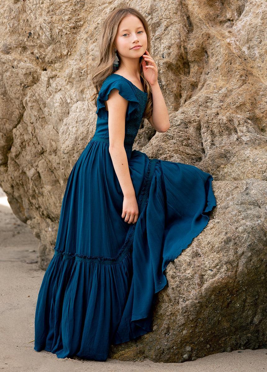 Viola Dress in Deep Ocean Girls Product Image