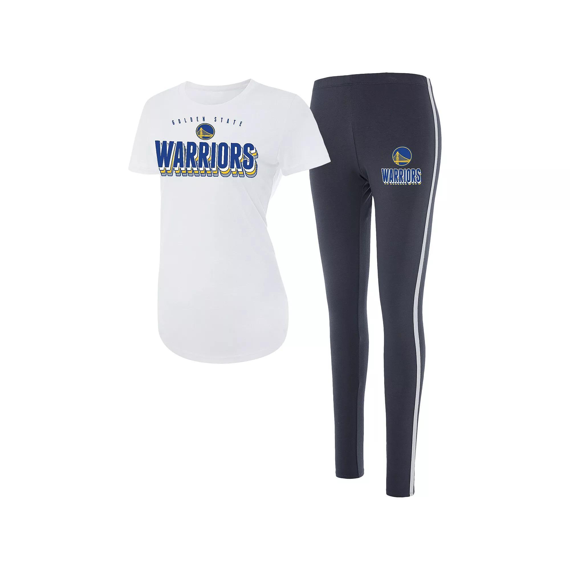 Women's Concepts Sport White/Charcoal Golden State Warriors Sonata T-Shirt & Leggings Sleep Set, Size: Small Product Image