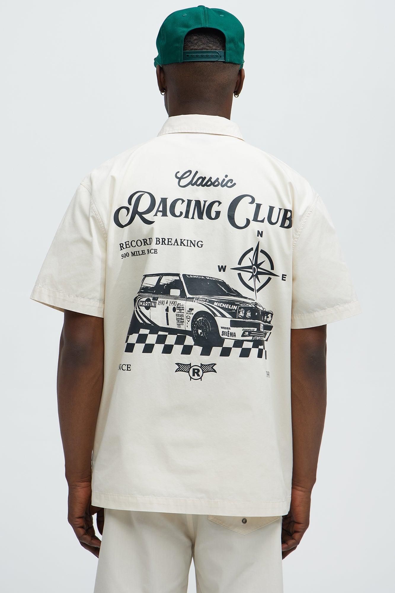 Racing Club Short Sleeve Button Up Shirt  - Cream Product Image