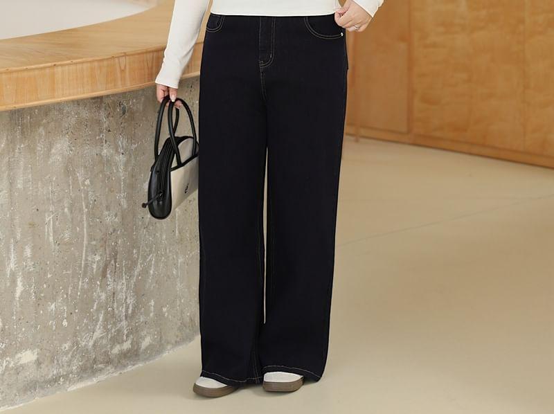 Plus Size High Rise Wide Leg Jeans Product Image
