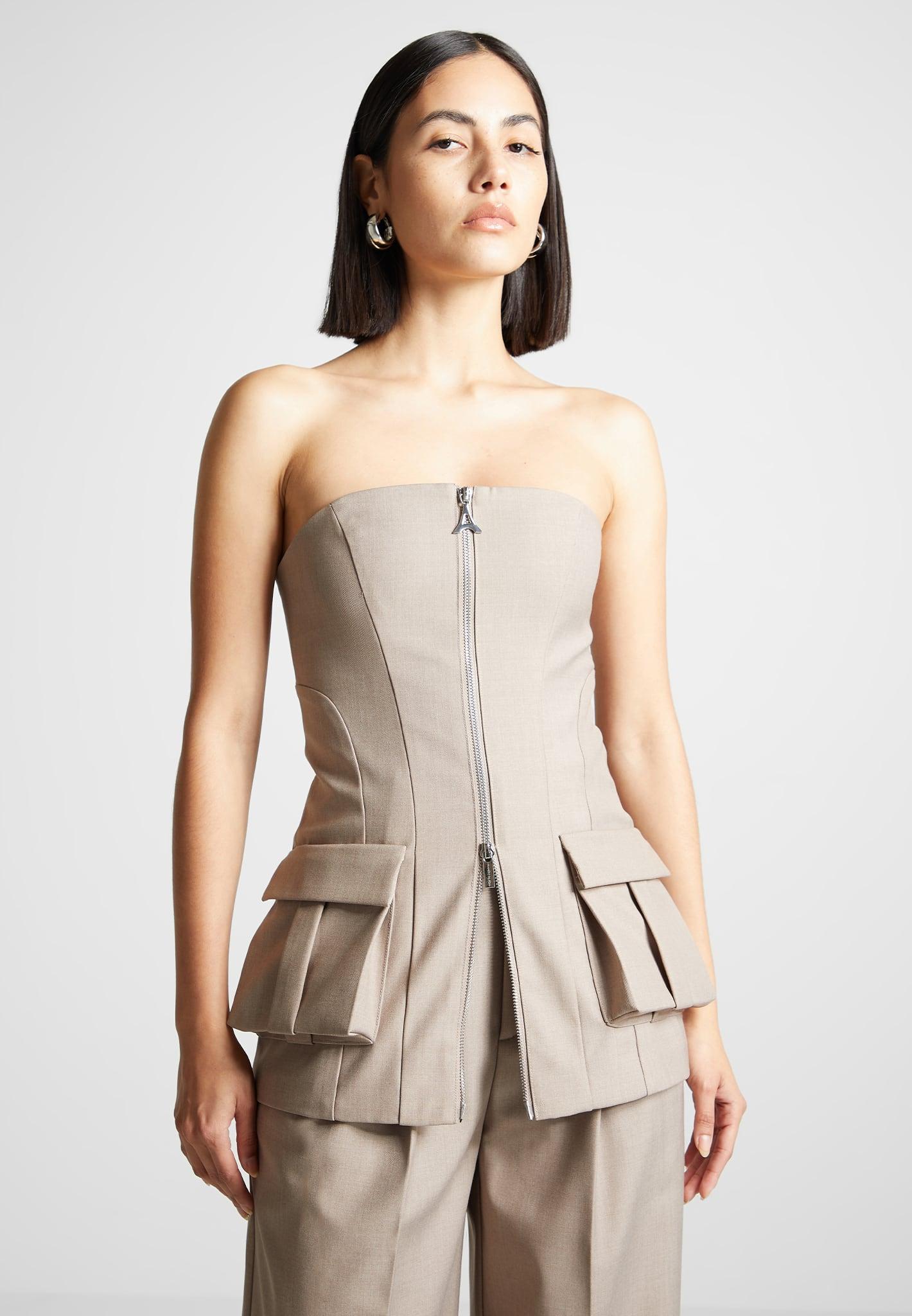 Tailored Longline Bandeau Top - Taupe Female Product Image