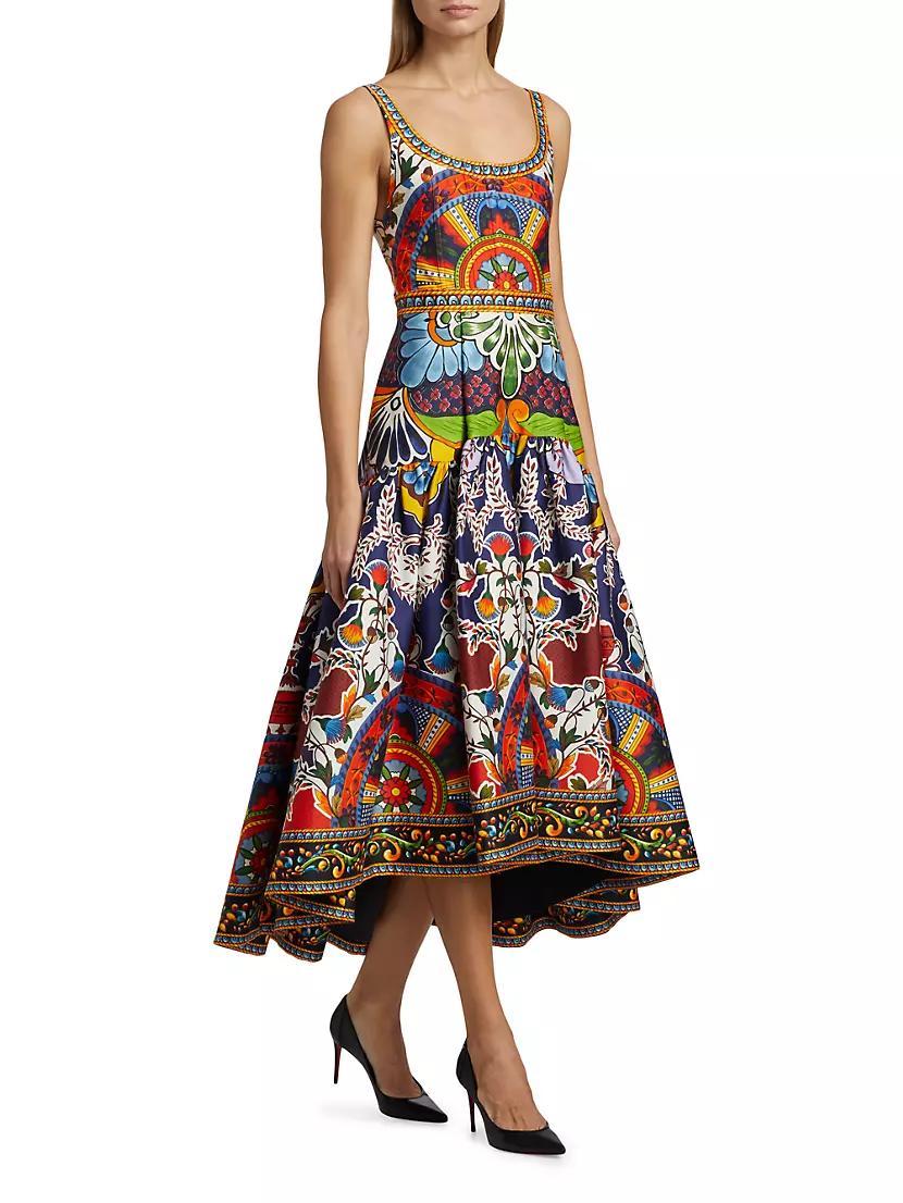Diana Floral Cotton-Blend Sleeveless Fit & Flare Midi-Dress Product Image