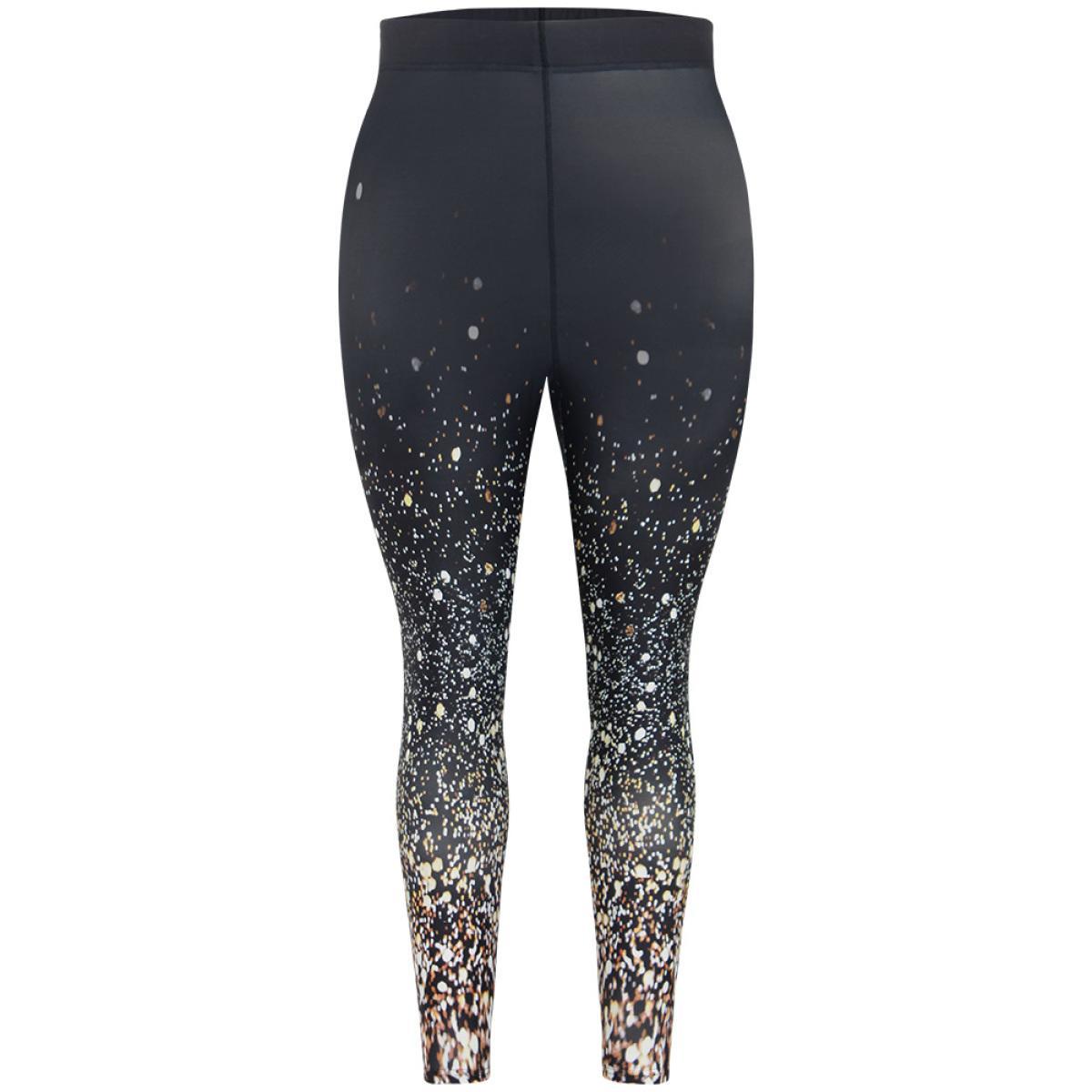Plus Size Christmas Ombre Snowflake Elastic Waist Skinny Leggings Women Black Glamour High stretch Bodycon High Rise Festival-Christmas Leggings BloomChic 22-24/3X Product Image
