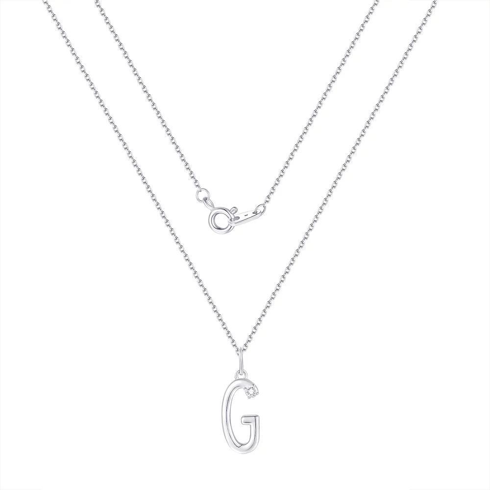 Forever Radiant Diamond Accent Initial Pendant Necklace, Women's, Size: 18", Silver Tone G Product Image