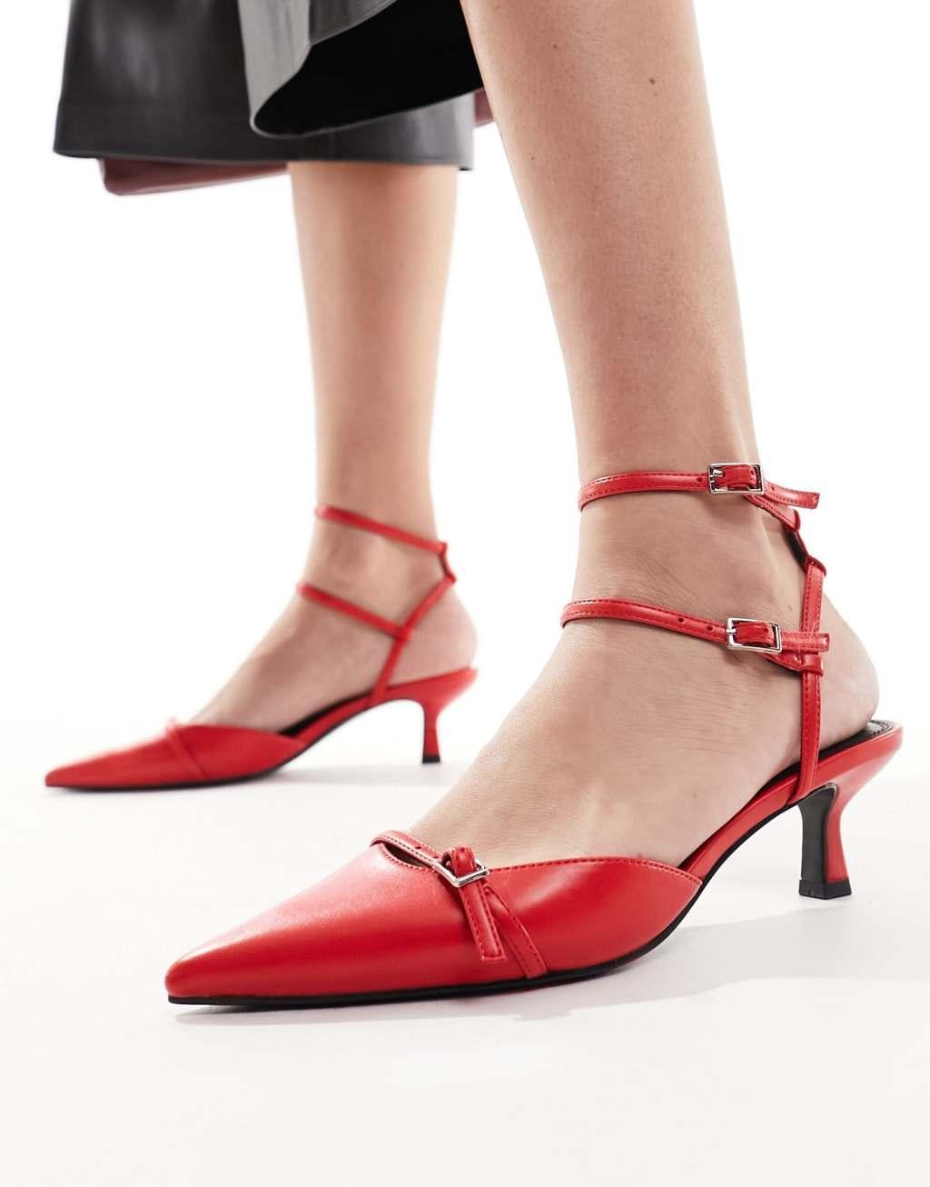 ASOS DESIGN Salsa slingback kitten heeled shoes Product Image