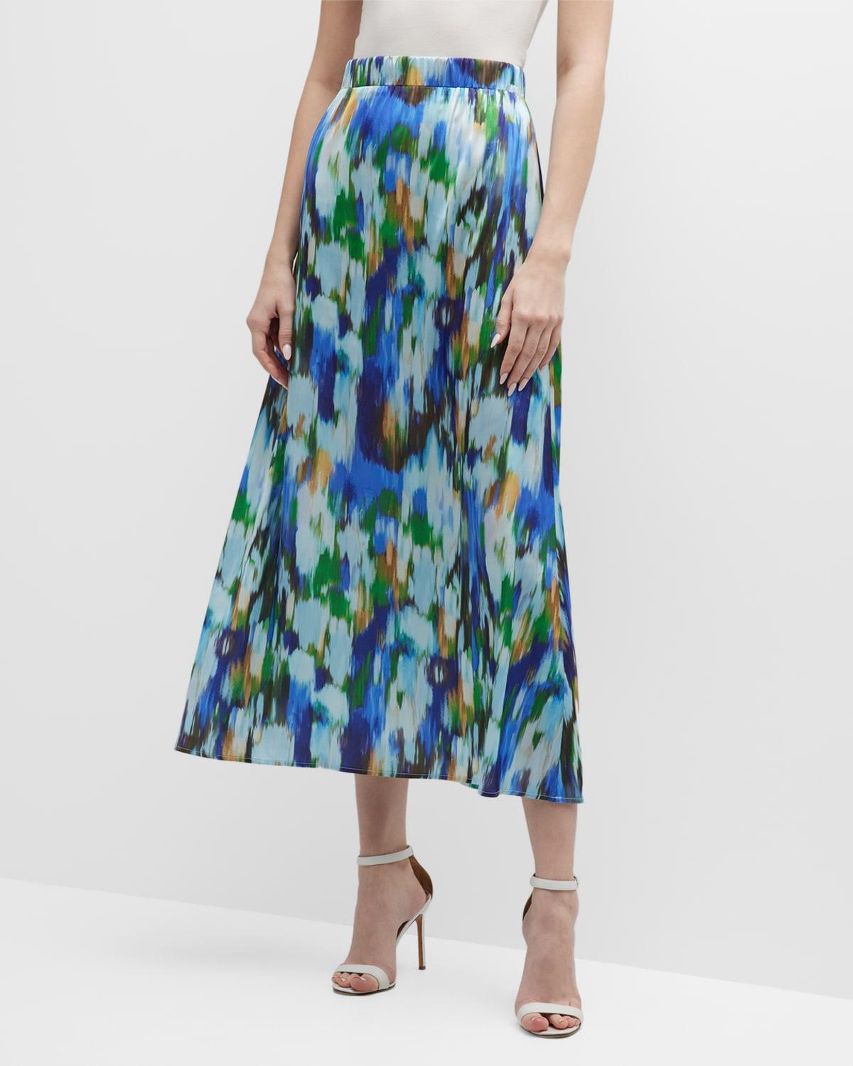 Womens Watercolor-Printed Maxi Skirt Product Image