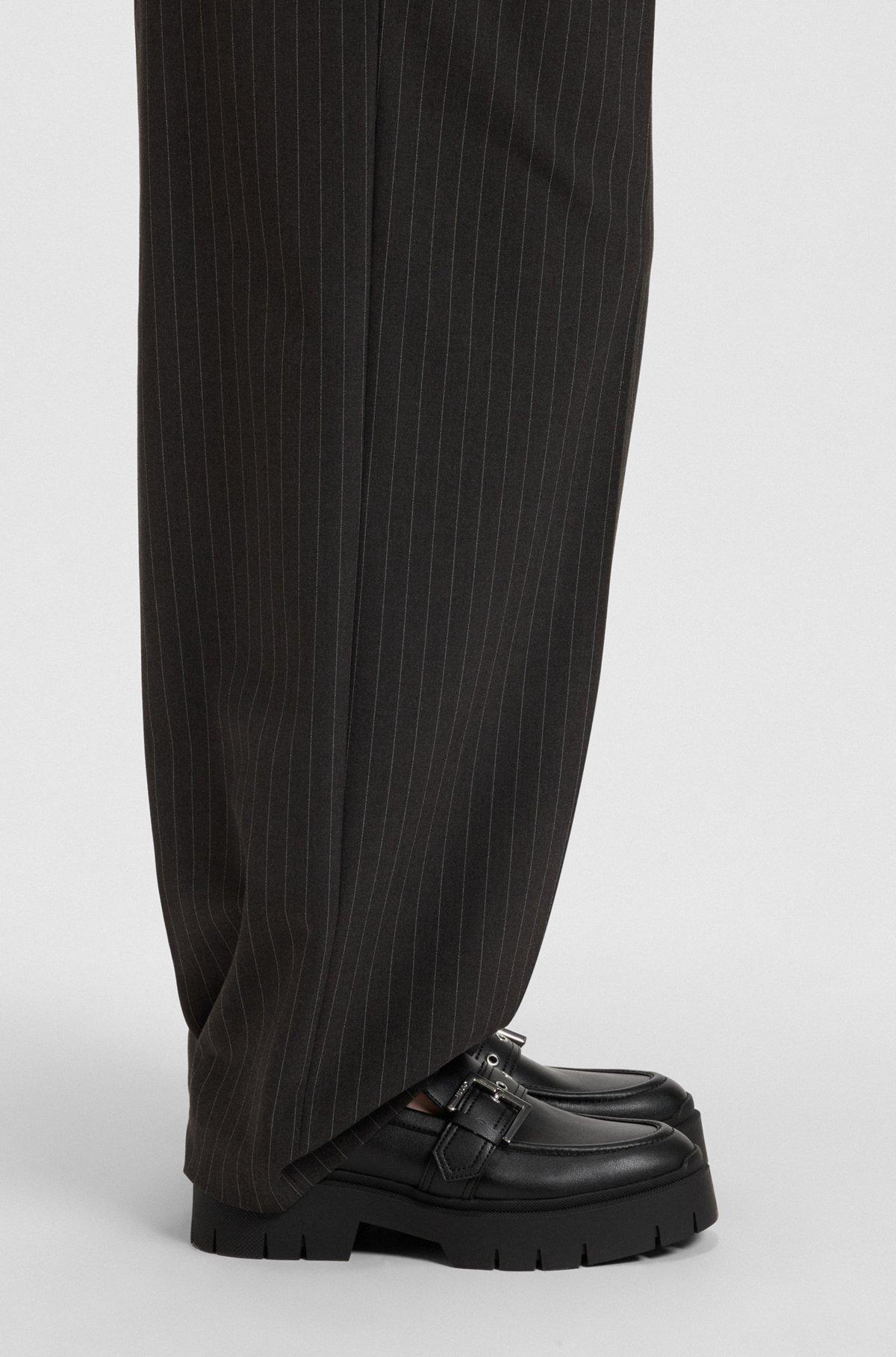 HUGO - Faux-leather loafers with buckle strap - Black Product Image