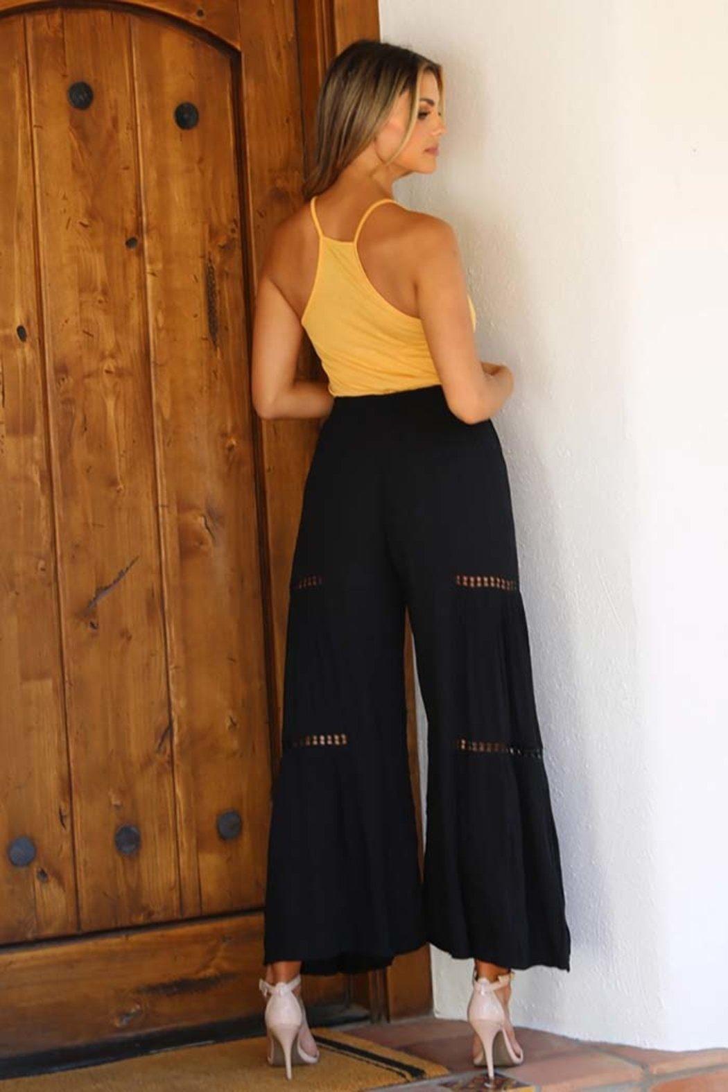 Lace Inserts Wide Leg Flare Pants Product Image