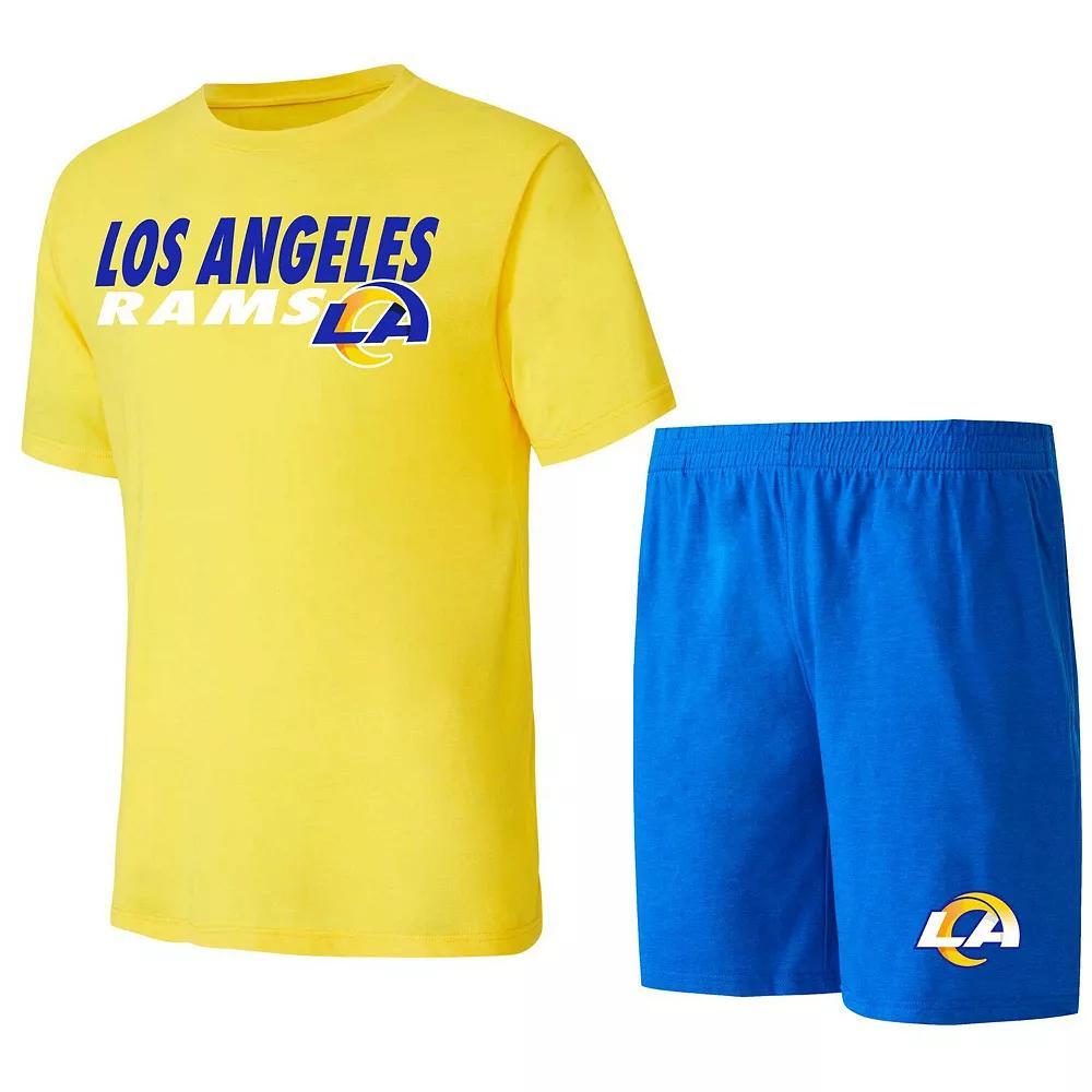 Men's Concepts Sport Royal/Gold Los Angeles Rams Meter T-Shirt & Shorts Sleep Set, Size: 2XL, Blue Product Image