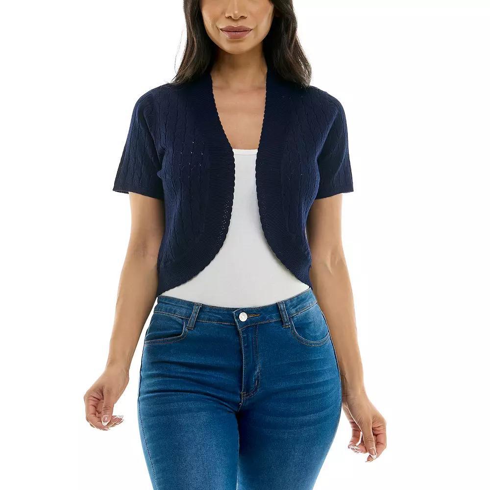 Women's Nina Leonard Scallop Bolero Cardigan, Size: Large, Black Product Image