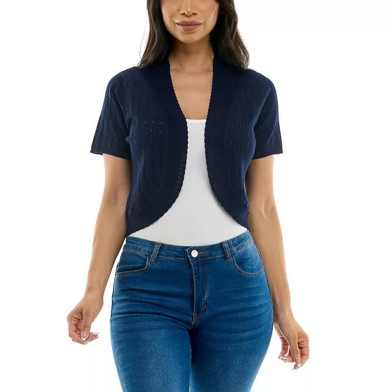 Women's Nina Leonard Scallop Bolero Cardigan, Size: Large, Black Product Image