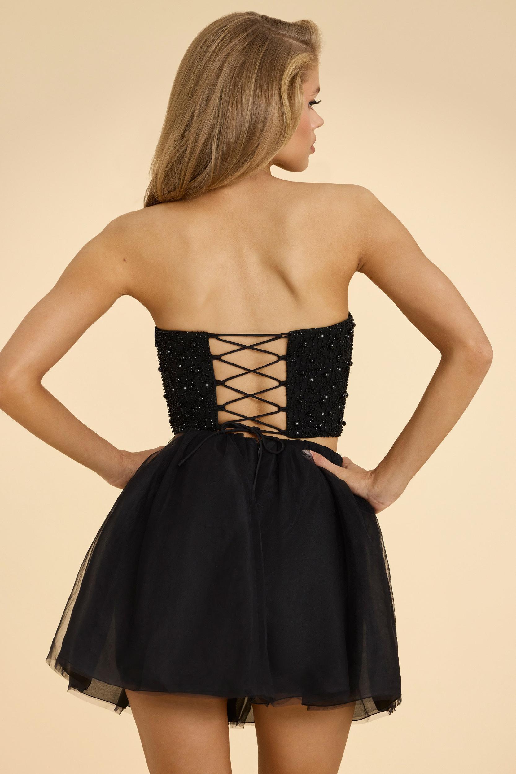 High Waist Tulle Mini Skirt in Black Product Image