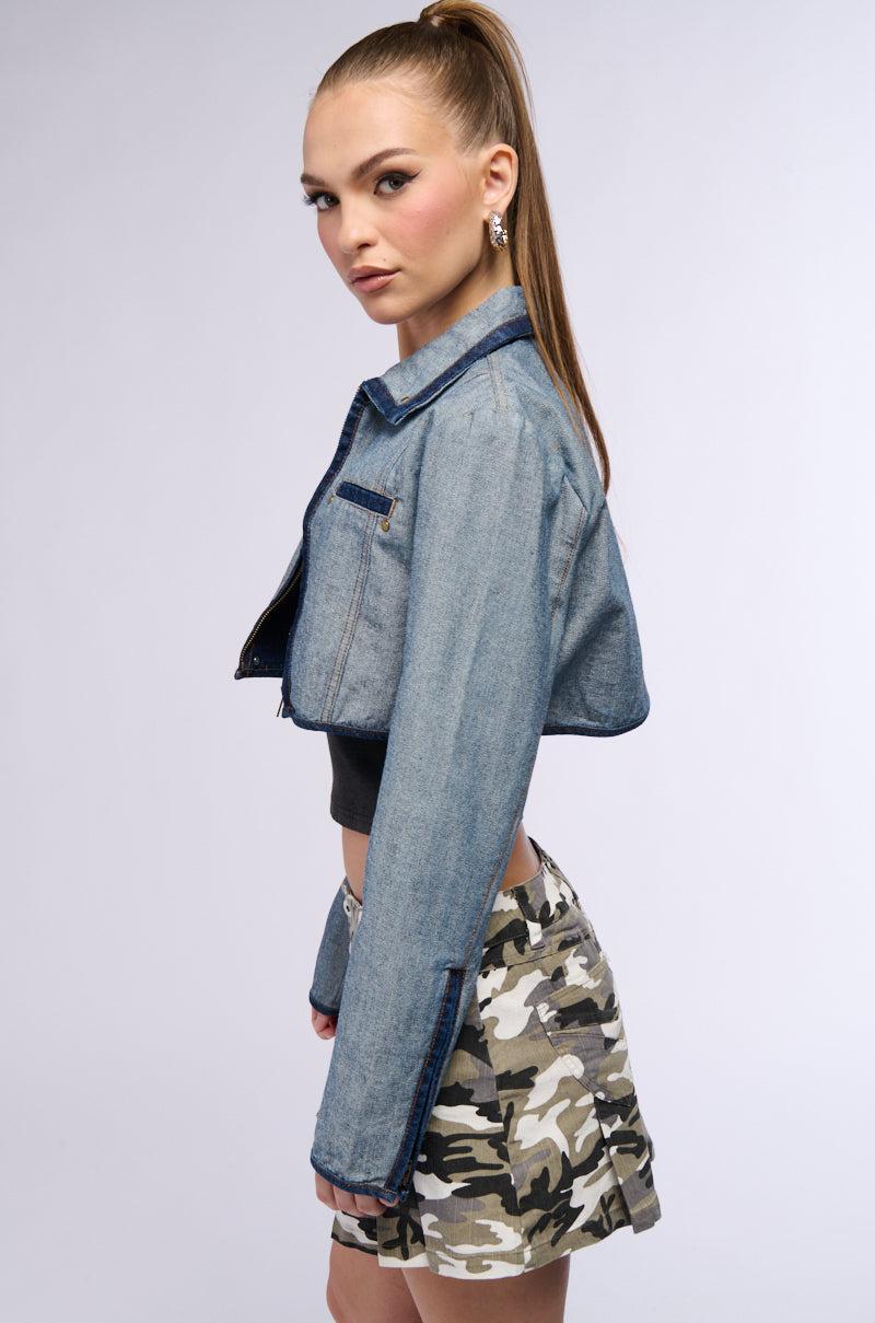 INSIDE OUT DENIM CROP JACKET Product Image