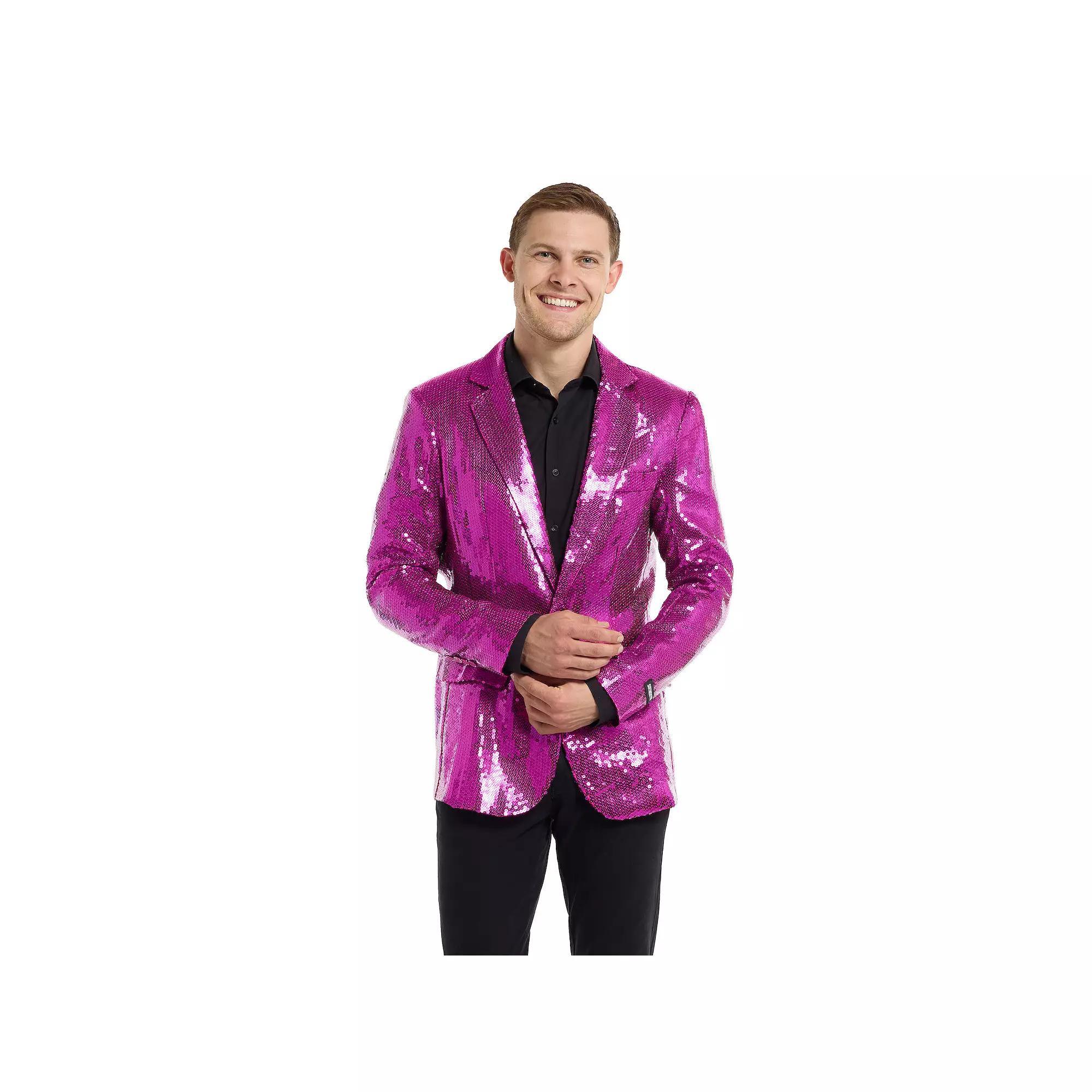 Men's Suitmeister Christmas New Years Eve Party Blazer, Size: Large, Sequins Pink Product Image