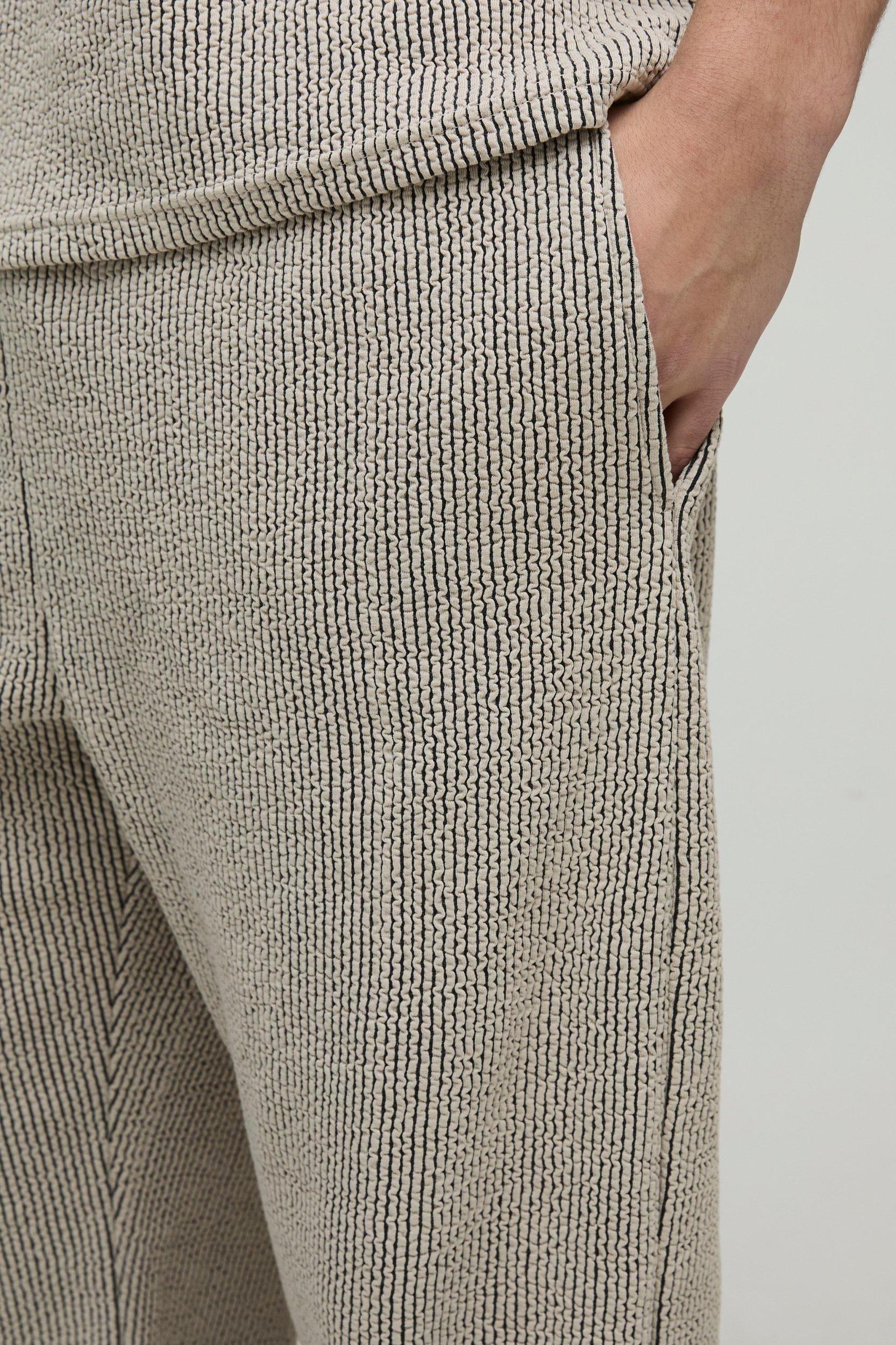 Straight Leg Split Hem Jacquard Rib Sweatpants | boohooMAN USA Product Image
