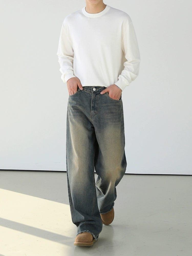 RT No. 11182 WASHED BLUE STRAIGHT DENIM JEANS Product Image