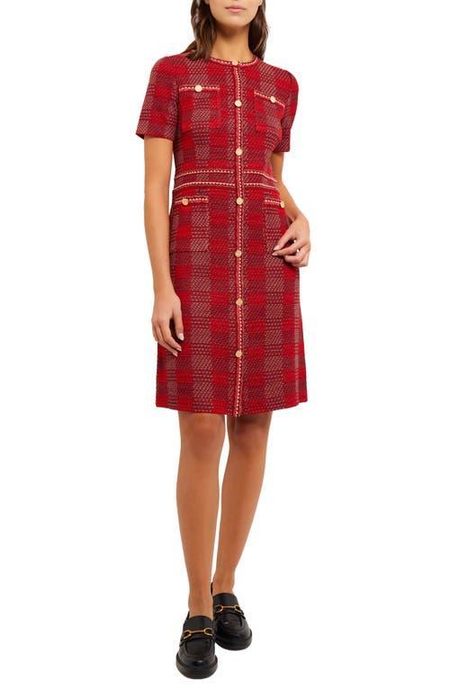 Womens Plaid Tweed Modern-Fit Sheath Dress Product Image