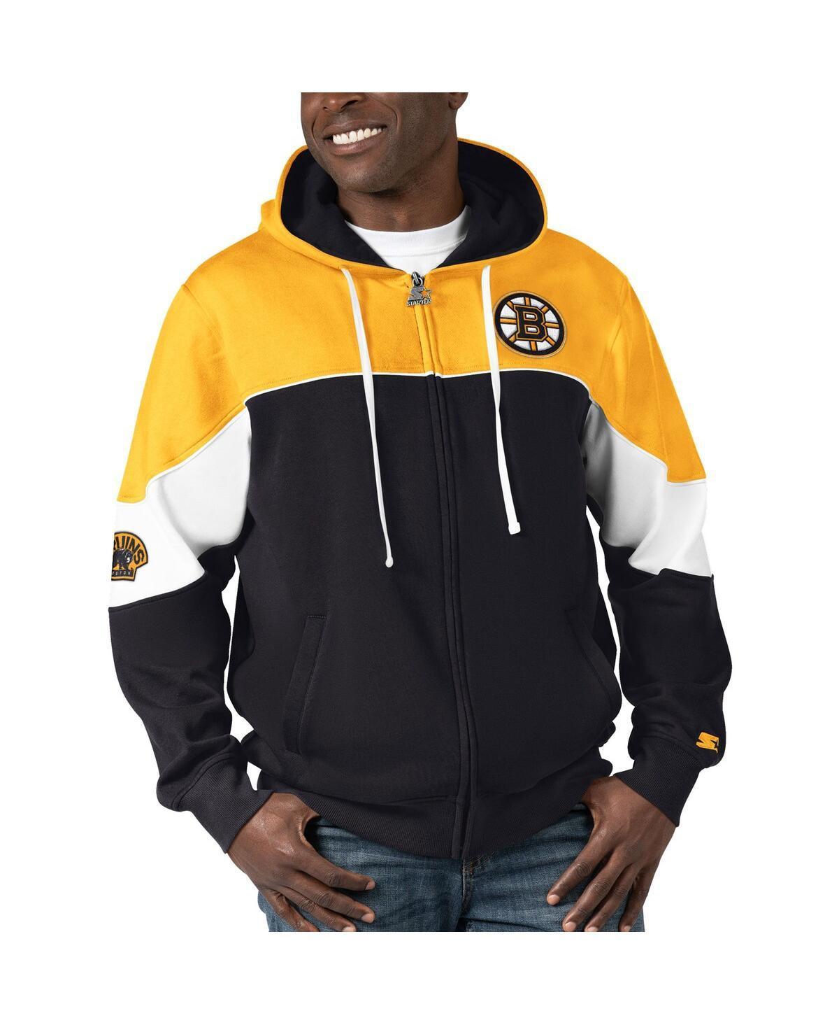 Men's Starter  Black/Gold Boston Bruins Power Forward Full-Zip Hoodie, Size: Small Product Image