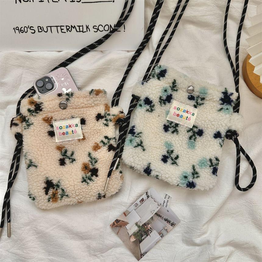 Floral Faux Shearling Crossbody Bag Product Image