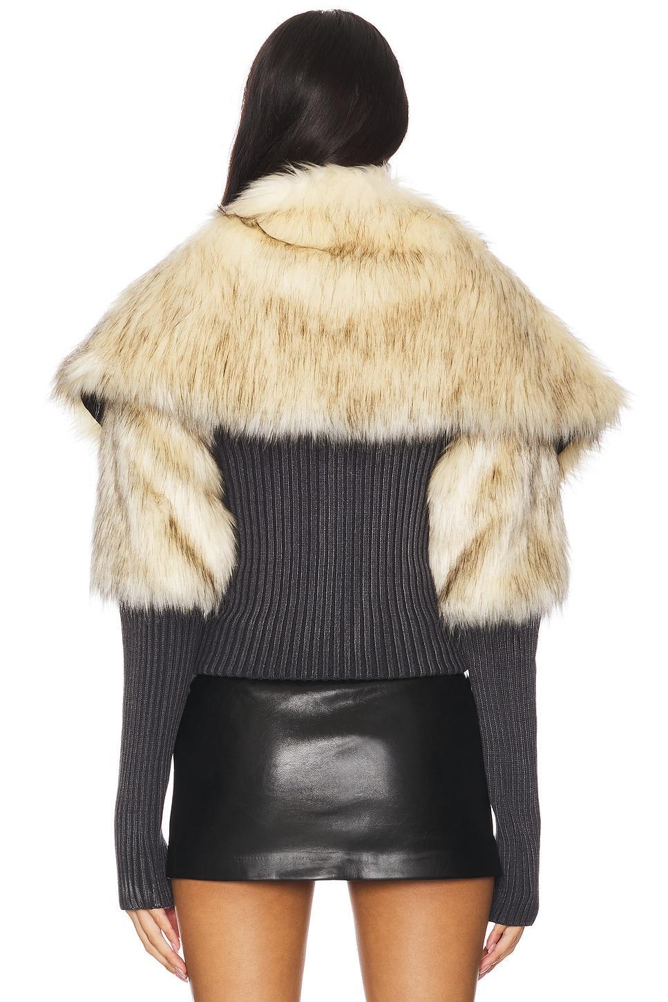 Faux Fur Rib Jacket 1XBLUE Product Image