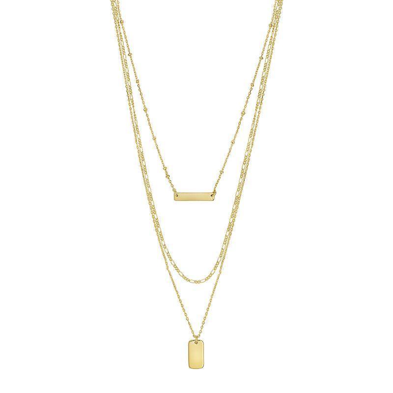 MC Collective Triple Layered Bar Necklace, Womens Gold Tone Product Image