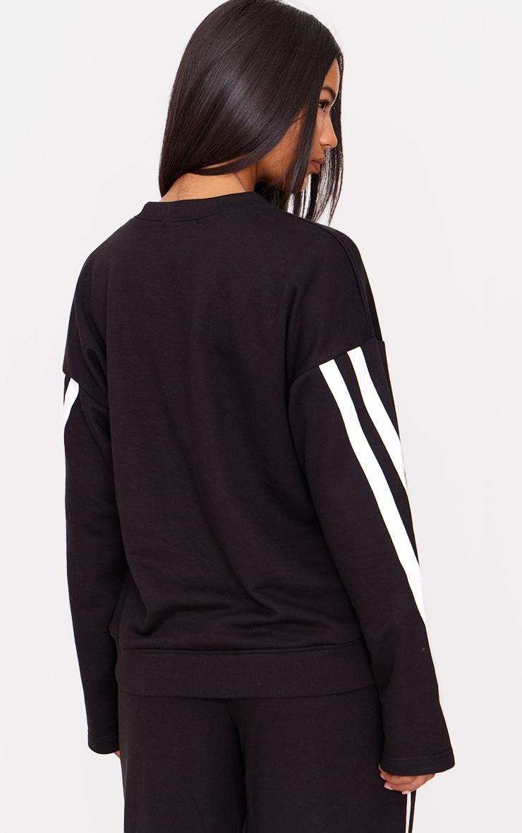Black Contrast Striped Oversized Sweatshirt Product Image