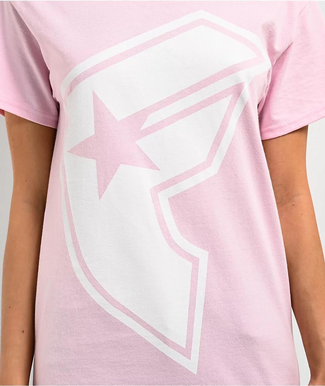 Famous Stars & Straps BOH White "F" Pink T-Shirt Product Image