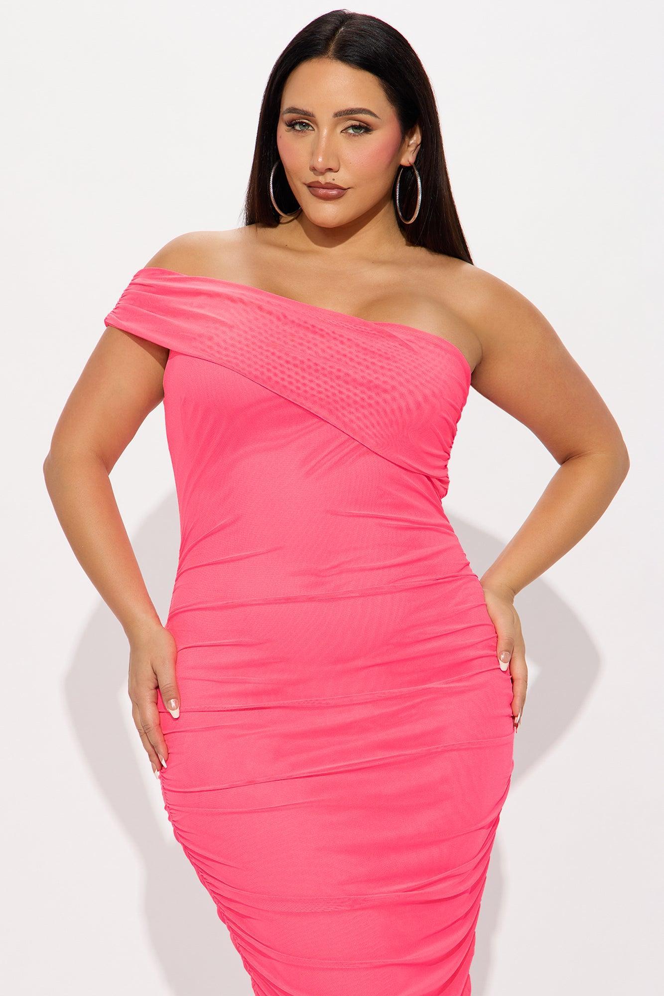 Real Legacy Mesh Midi Dress - Neon Pink Female Product Image