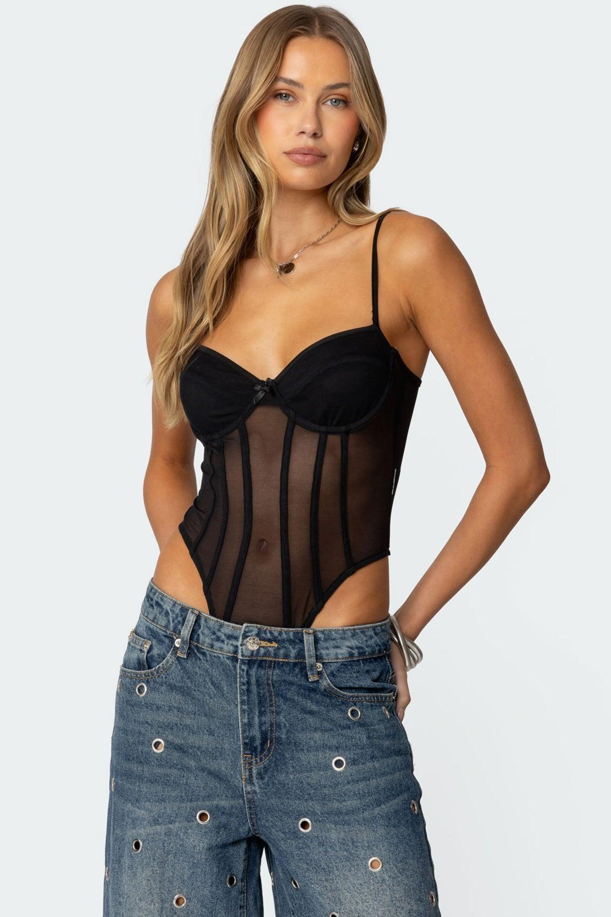 Jenia Sheer Mesh Cupped Bodysuit Product Image