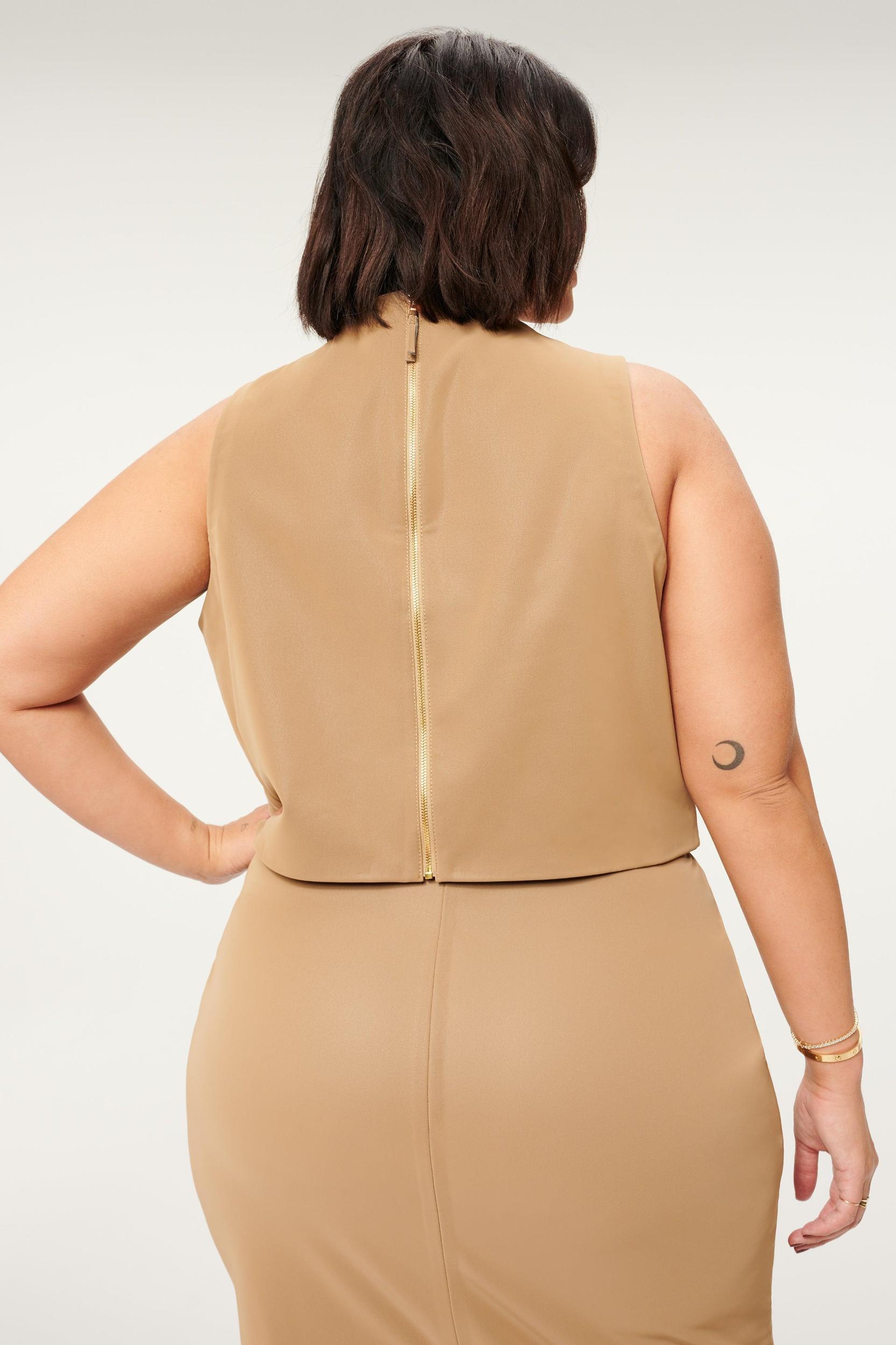 FAUX LEATHER CROP TOP | WARM CARAMEL003 Product Image