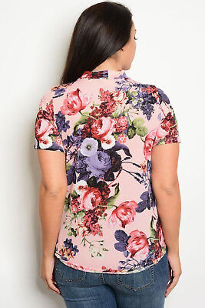 Pink With Floral Short Sleeve Product Image