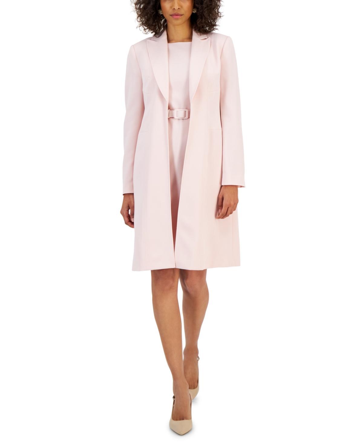 Nipon Boutique Womens Longline Jacket Topper & Belted Sleeveless Sheath Dress Product Image