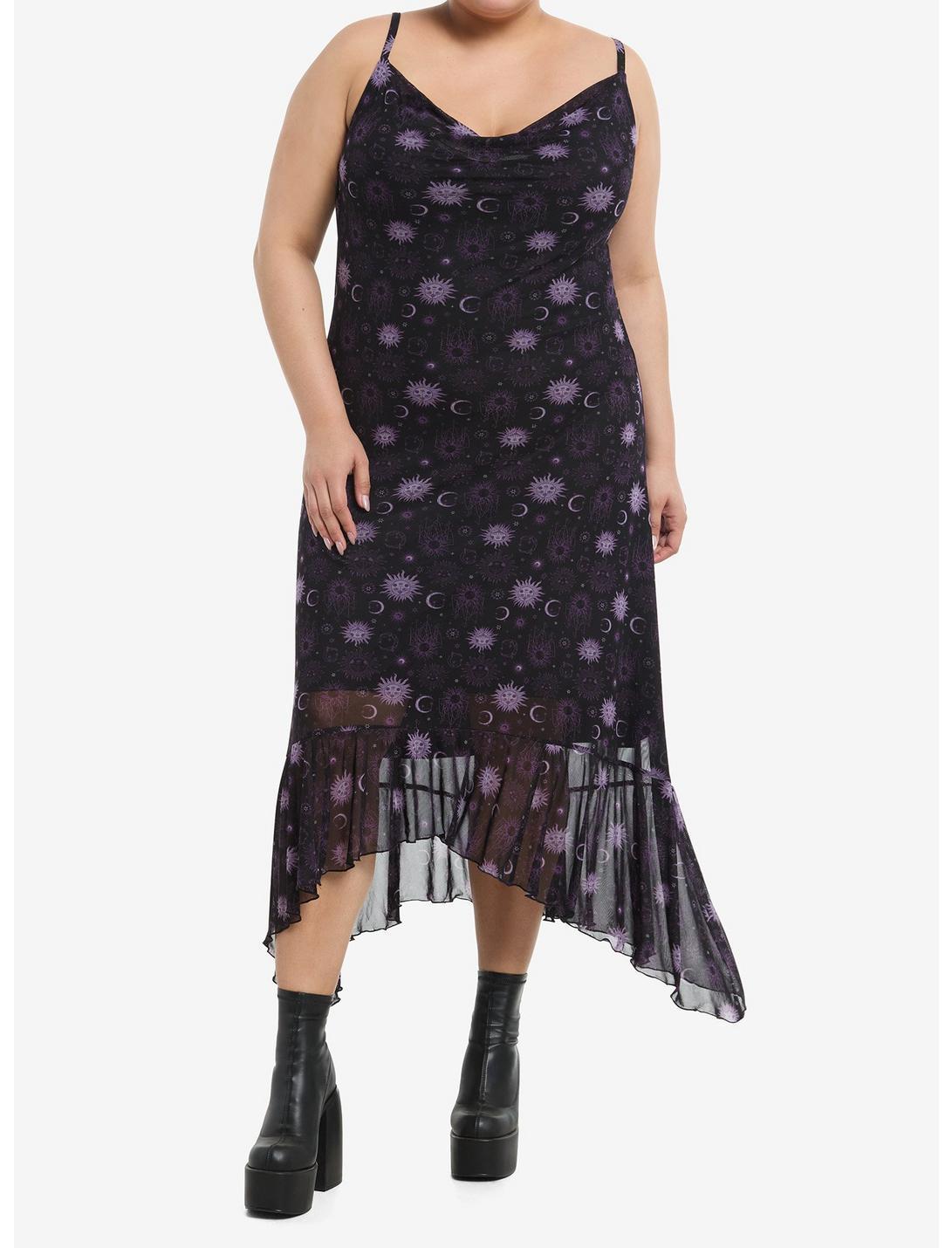 Cosmic Aura Purple Celestial Maxi Slip Dress Plus Size Product Image