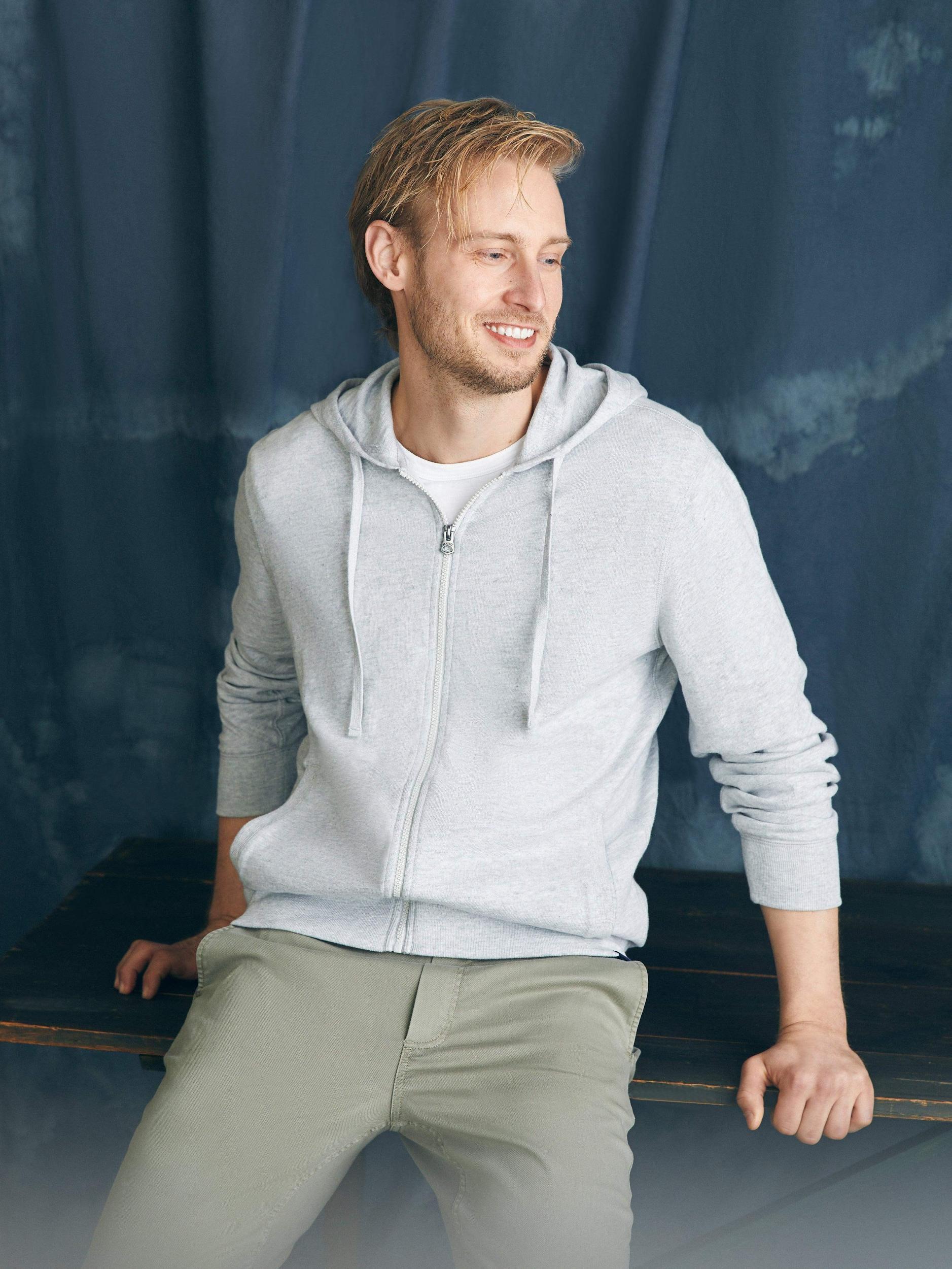 Sunwashed Slub Zip Hoodie - Light Grey Heather Male Product Image