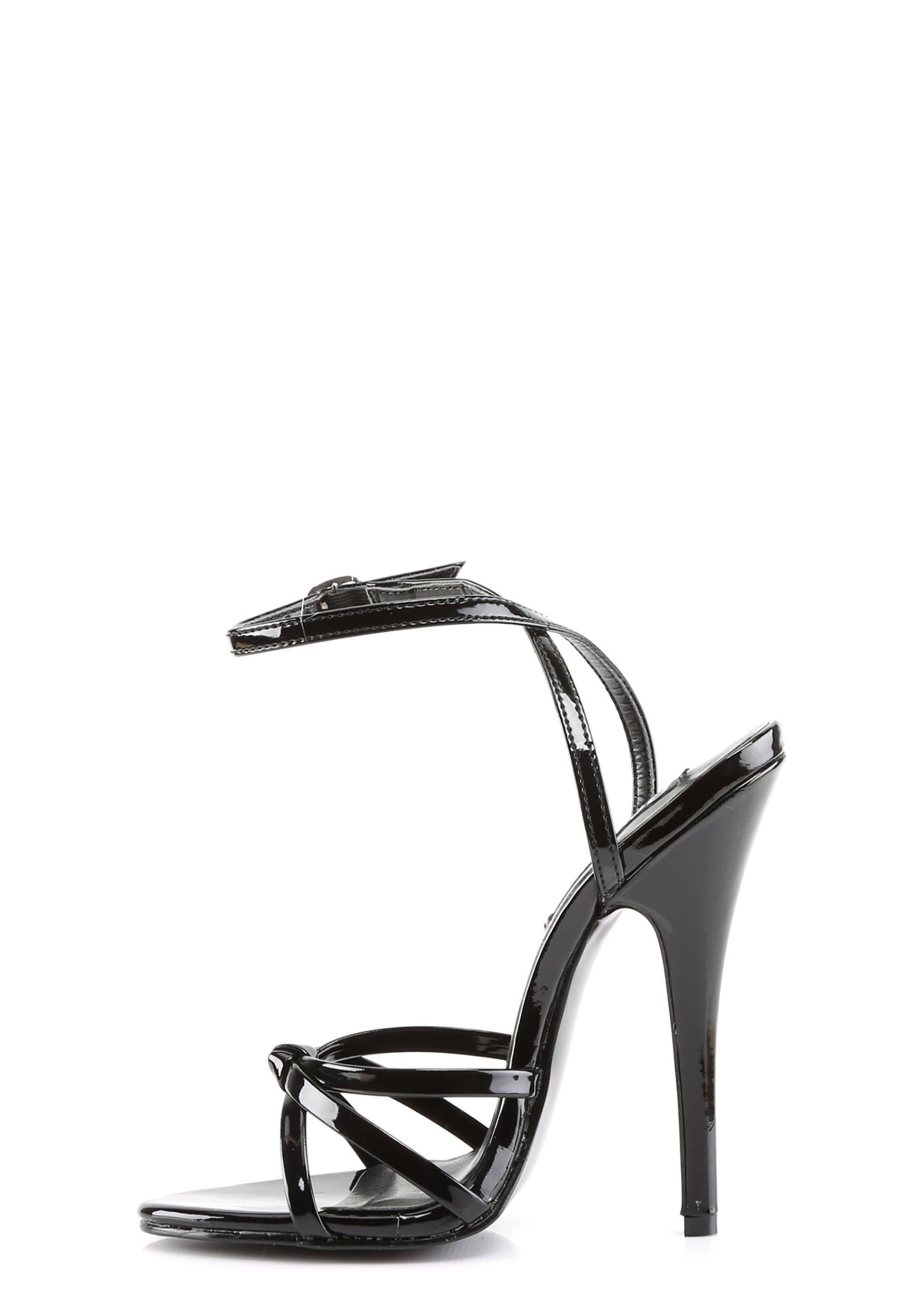 Devious Vegan Leather Domina-108 Wrap Heels - Black Product Image