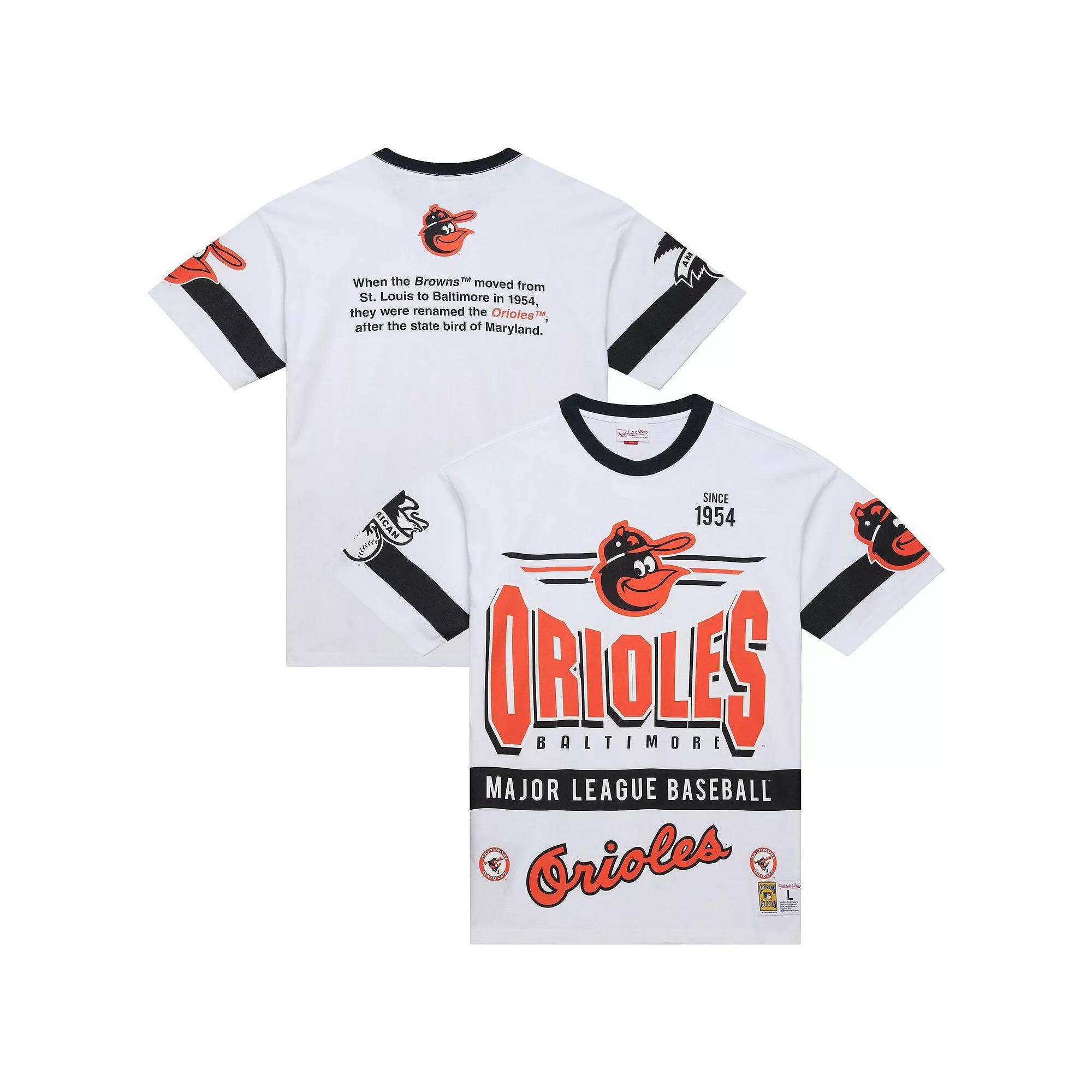 Men's Mitchell & Ness White Baltimore Orioles Cooperstown Collection Team Origins Premium T-Shirt, Size: 2XL Product Image