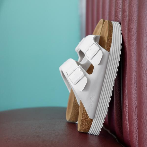 Birkenstock Womens Arizona Platform - Shoes White/White Product Image