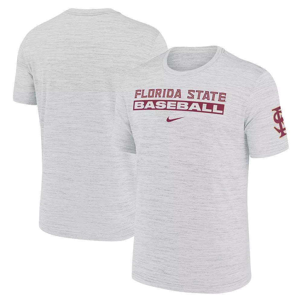 Men's Nike Ash Florida State Seminoles Velocity Baseball Wordmark Stack Performance T-Shirt, Size: 2XL, Black Product Image