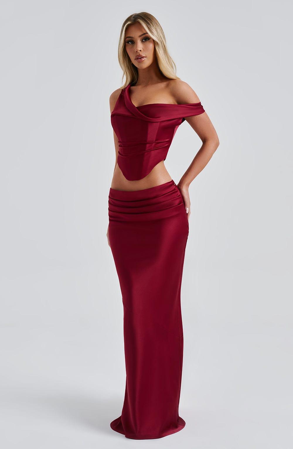 Bernadette Maxi Skirt - Burgundy Product Image
