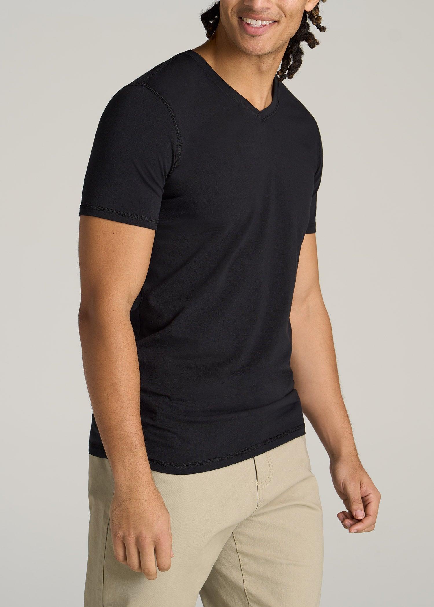 The Essential SLIM-FIT V-Neck Tee for Tall Men in Black Product Image