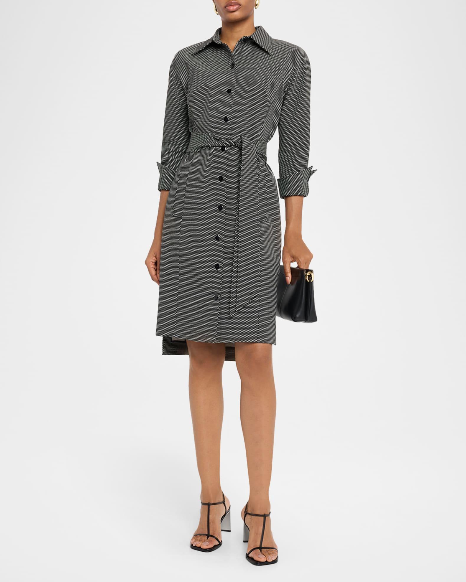 Polka Dot Stretch Twill Midi Shirtdress Product Image