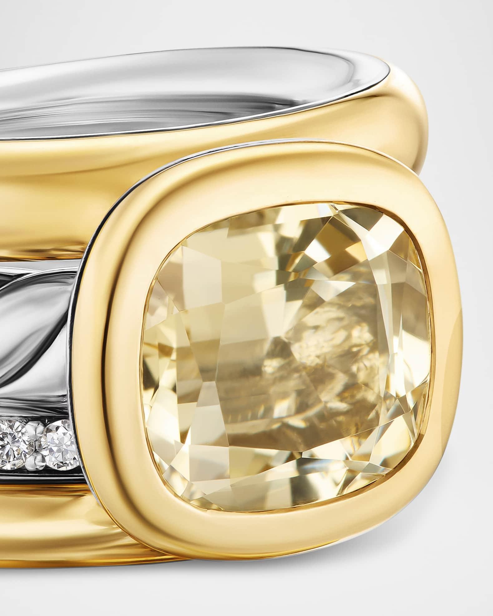 DY Mercer 4 Row Stone Ring with Diamonds in Silver and 18K Gold Product Image