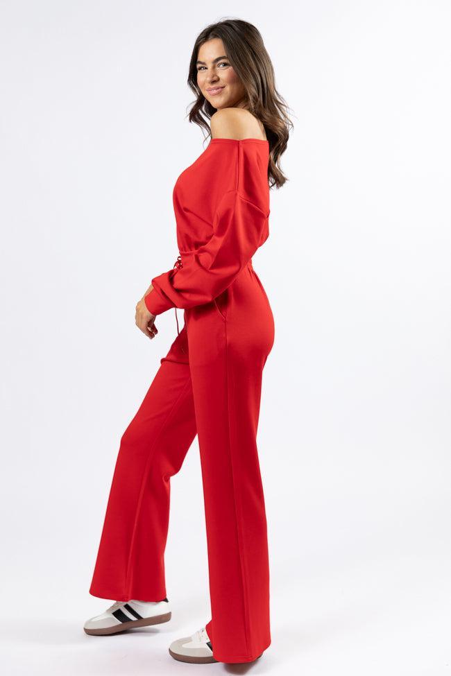 Wear It Out Red Boat Neck Jumpsuit FINAL SALE Product Image