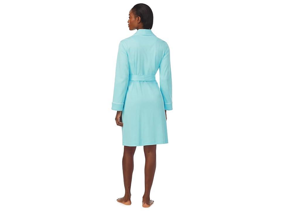 Lauren Ralph Lauren Quilted Collar Interlock Robe (Turquoise) Women's Pajama Product Image