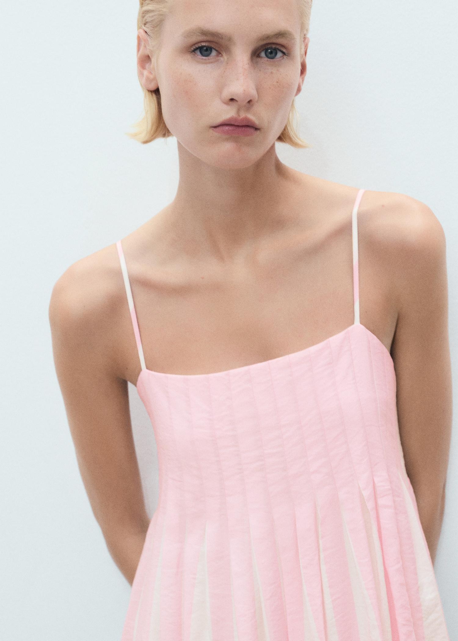 Short striped balloon dress - Women | MANGO USA Product Image
