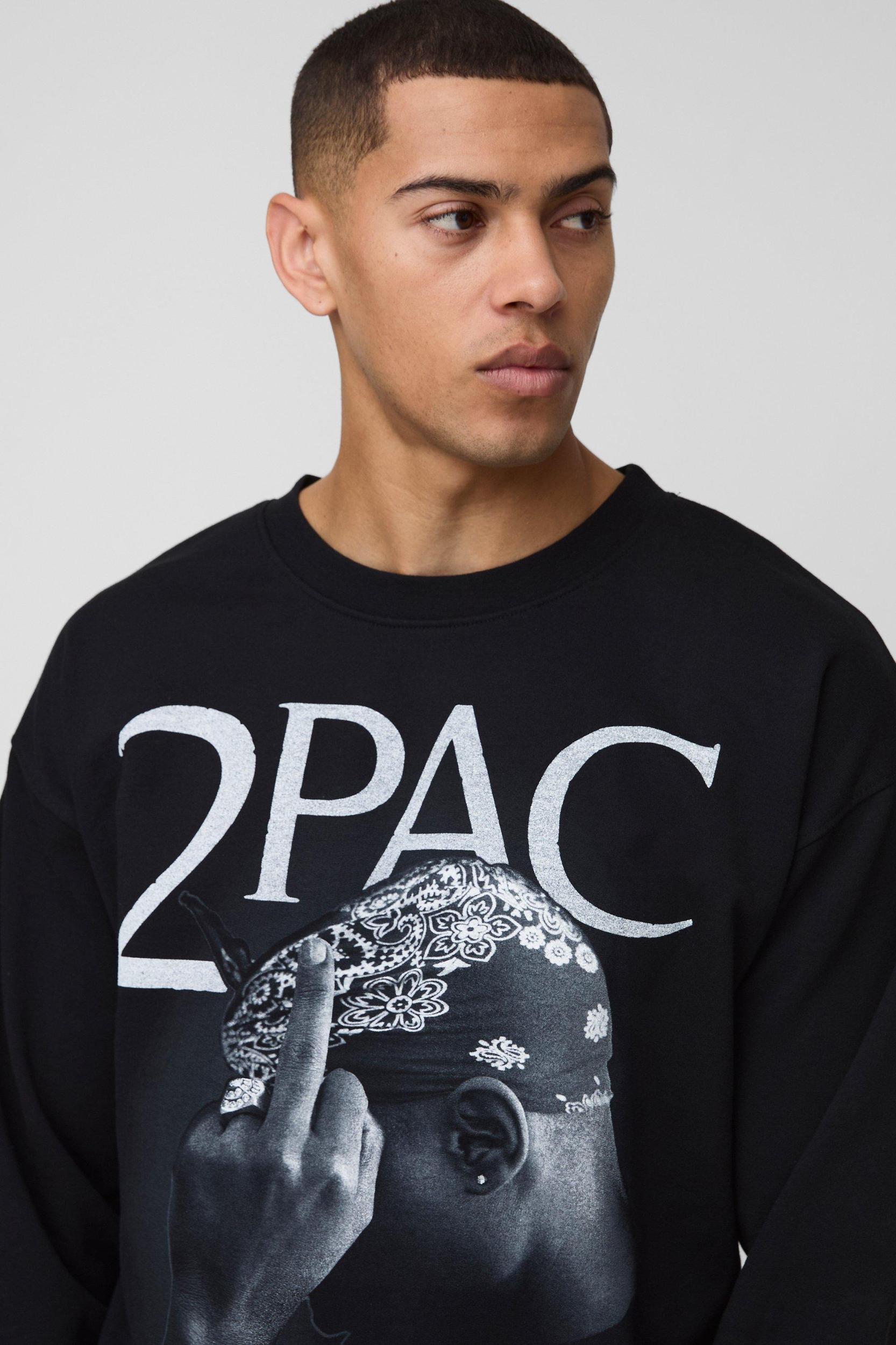 Oversized Tupac License Printed Sweatshirt | boohooMAN USA Product Image